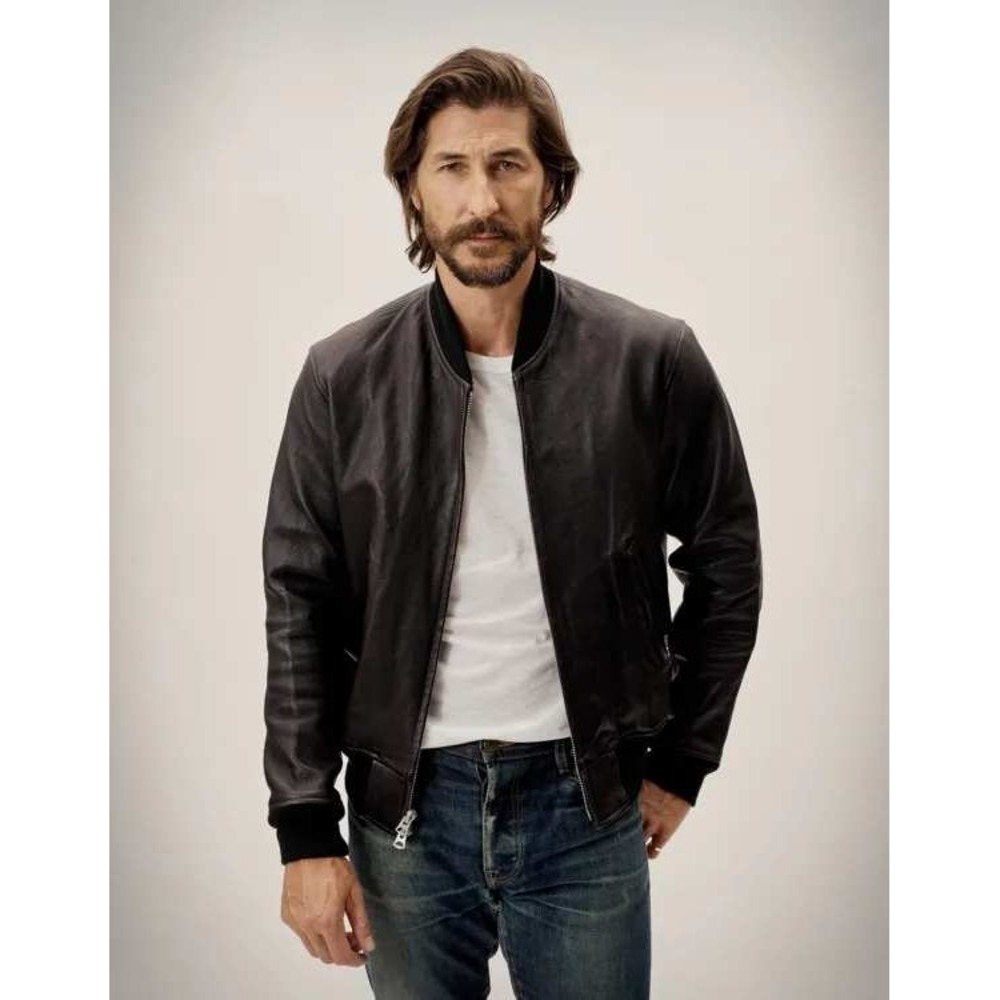 Buck Mason Bruiser Bomber Jacket Black Leather XS Moto Biker Edgy Fall Classic
